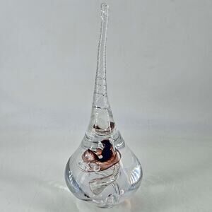 Hand blown art glass Ulven Sweden teardrop paperweight figurine 8"